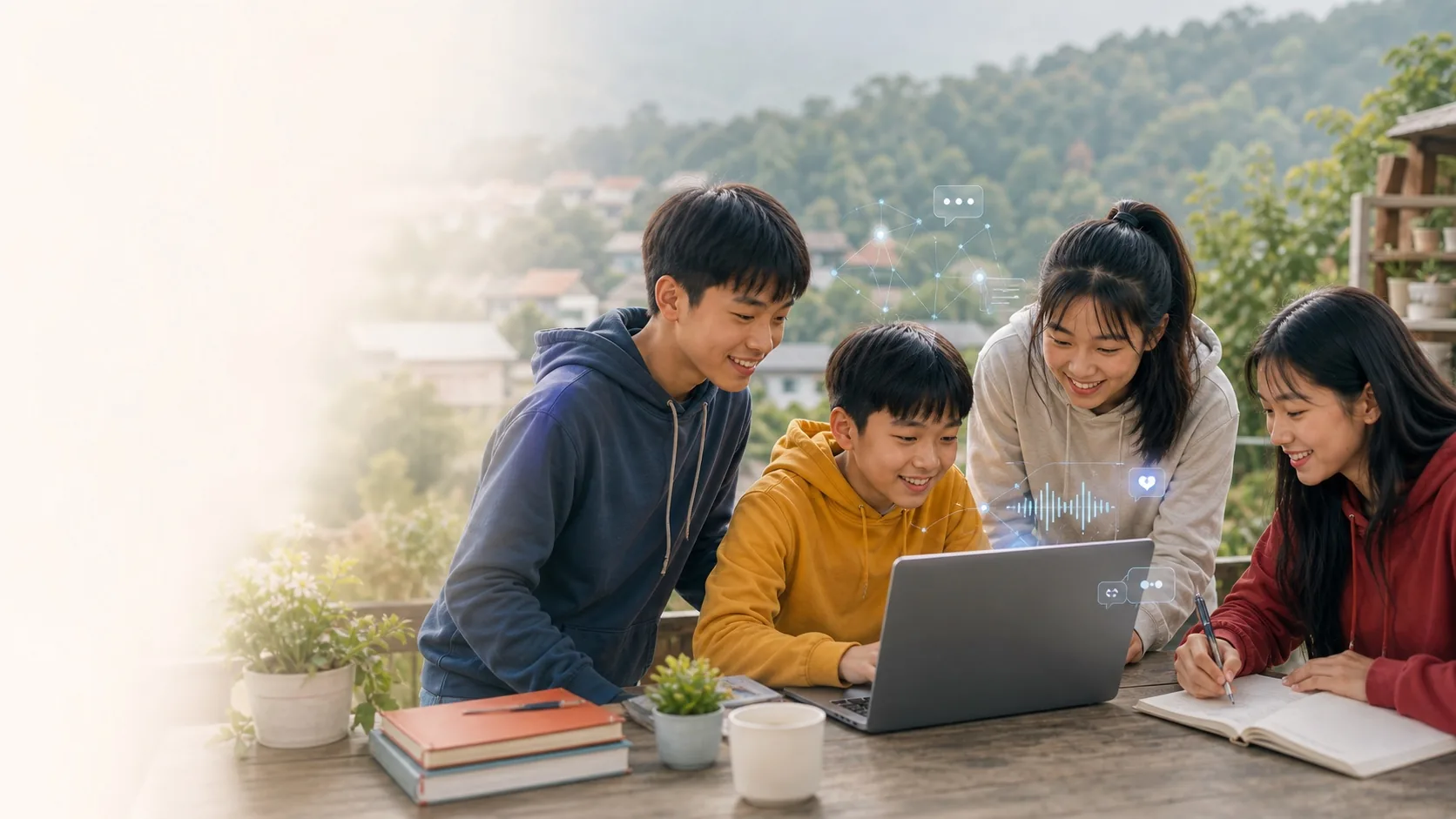 Các bạn trẻ Việt Nam cùng làm việc với máy tính